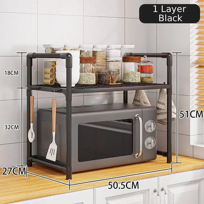 Multi-Layer Kitchen Countertop Storage Rack Microwave Shelf Organizer