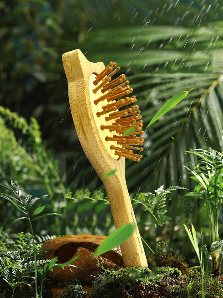 Bamboo Hair Brush Anti-Static Wooden Comb Air Cushion Detangler