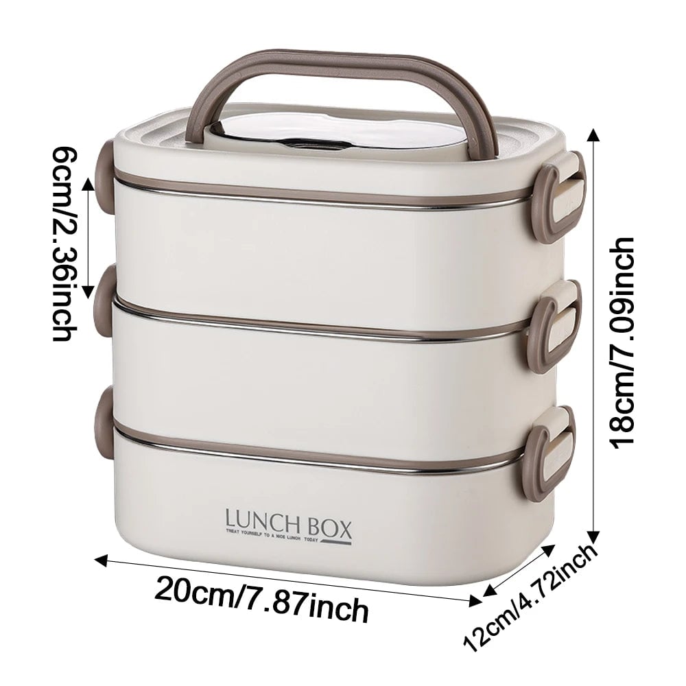 3-Layer 304 Stainless Steel Lunch Box - Leak Proof, Portable Handle