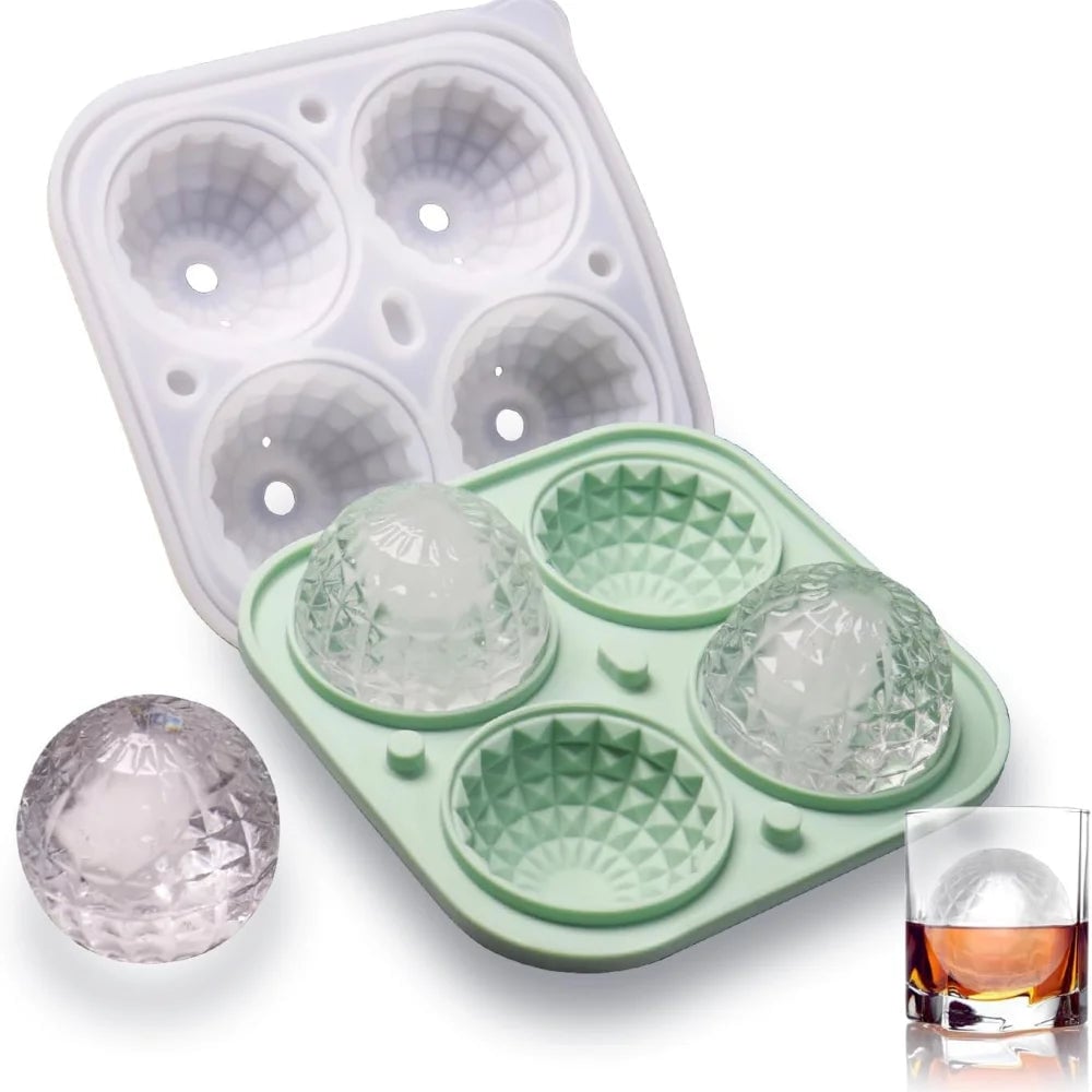 Silicone Ice Sphere Mold Tray with Lid - 6 Large Whisky Balls