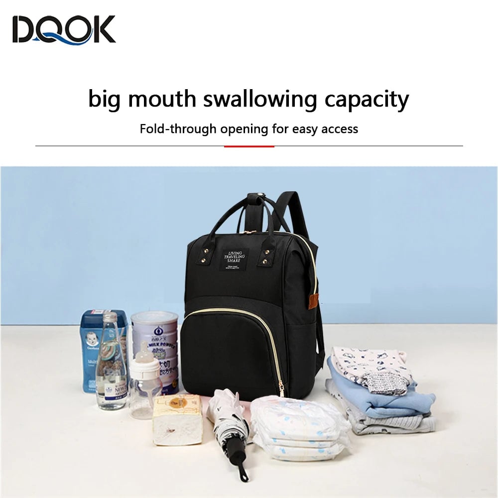 Large Waterproof Diaper Backpack - Multi-Function Baby Travel Bag