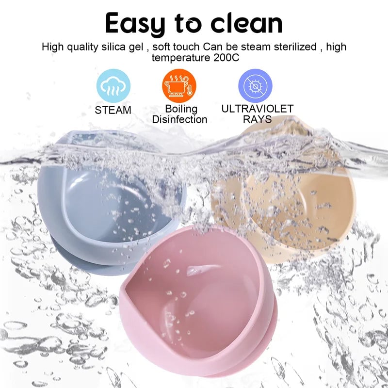 2PC Silicone Sucker Bowl Set - Baby Self-Feeding Training Bowls