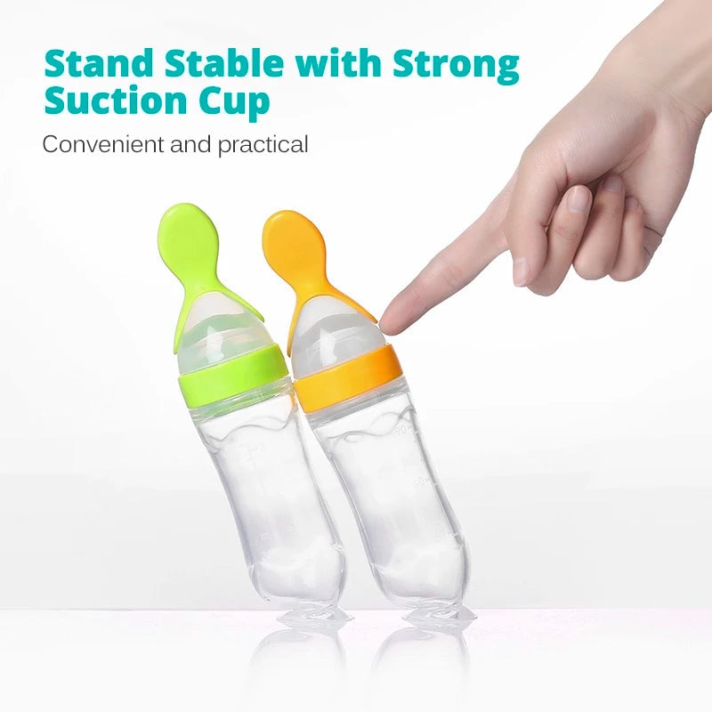 Silicone Baby Feeding Bottle with Spoon - Rice Cereal & Milk Cup