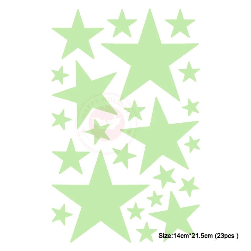 Glow in Dark 3D Moon Stars Wall Stickers - Kids Room Decor Decals