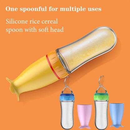 Silicone Baby Feeding Bottle with Spoon - Rice Cereal & Milk Cup