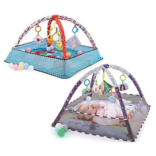 Baby Crawling Mat with Fitness Frame - Educational Play Blanket