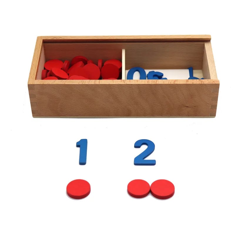 Wooden Montessori Number Cards Math Counting Game Educational Toy