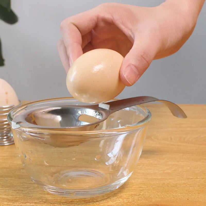 Stainless Steel Long Handle Egg Separator Filter Kitchen Tool
