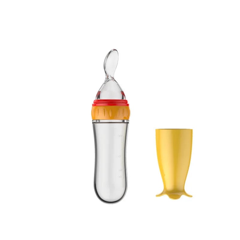 Silicone Baby Feeding Bottle with Spoon - Rice Cereal & Milk Cup