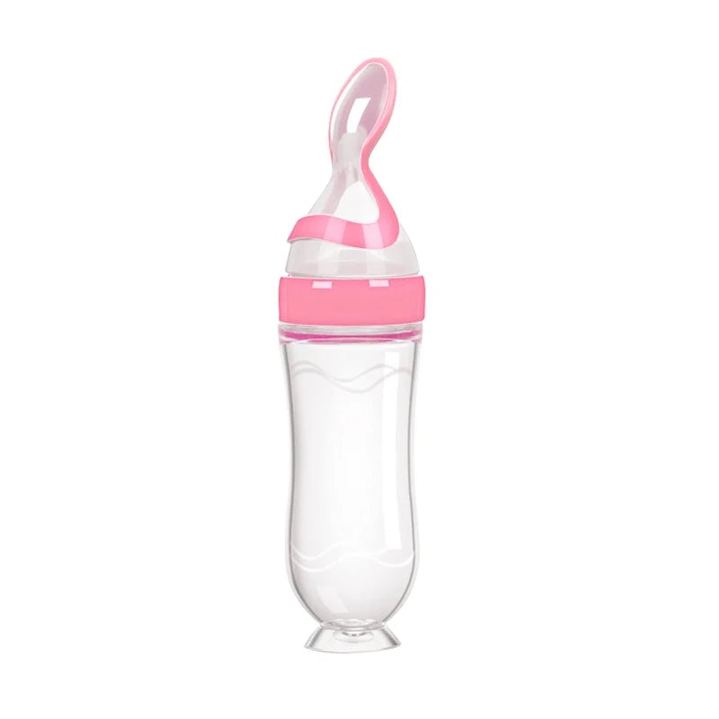 Silicone Baby Feeding Bottle with Spoon - Rice Cereal & Milk Cup