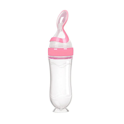 Silicone Baby Feeding Bottle with Spoon - Rice Cereal & Milk Cup