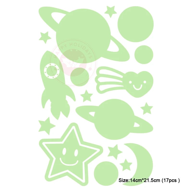 Glow in Dark 3D Moon Stars Wall Stickers - Kids Room Decor Decals