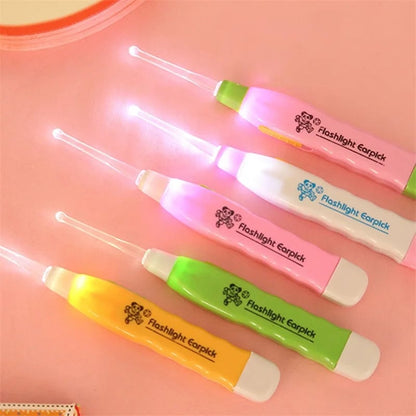 LED Ear Syringe Spoon with Flashlight - Plastic Earpick Cleaner