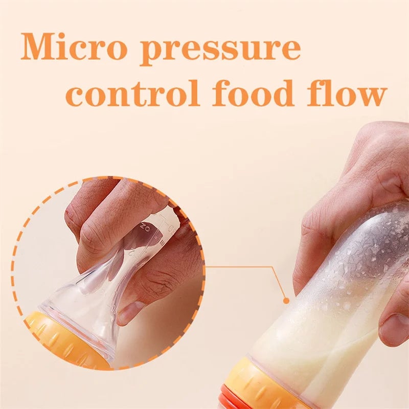 Silicone Baby Feeding Bottle with Spoon - Rice Cereal & Milk Cup