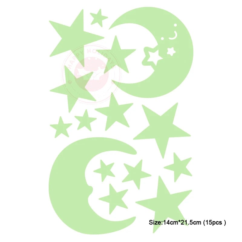 Glow in Dark 3D Moon Stars Wall Stickers - Kids Room Decor Decals