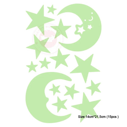 Glow in Dark 3D Moon Stars Wall Stickers - Kids Room Decor Decals