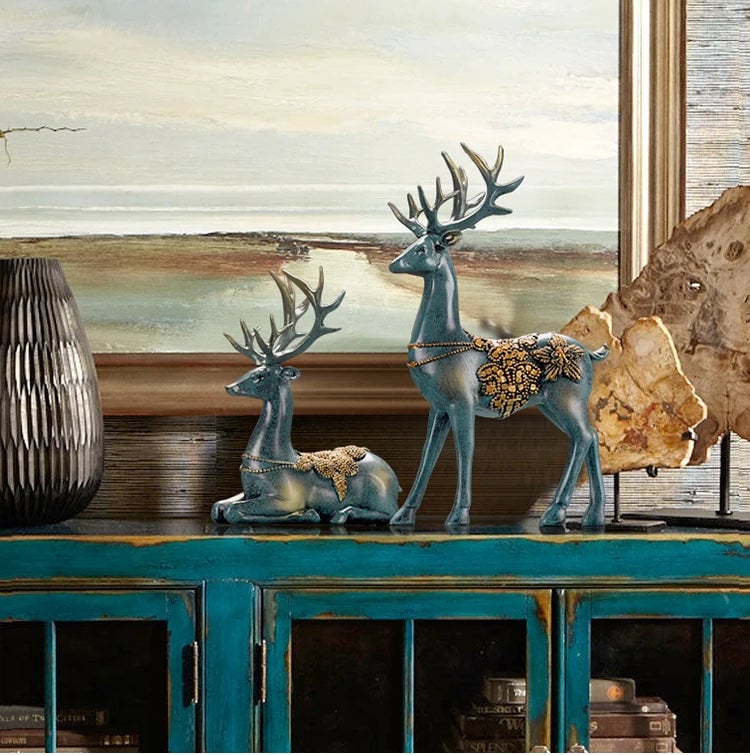Nordic Deer Head Resin Sculpture - Modern Wall Mount Home Decor Figurine