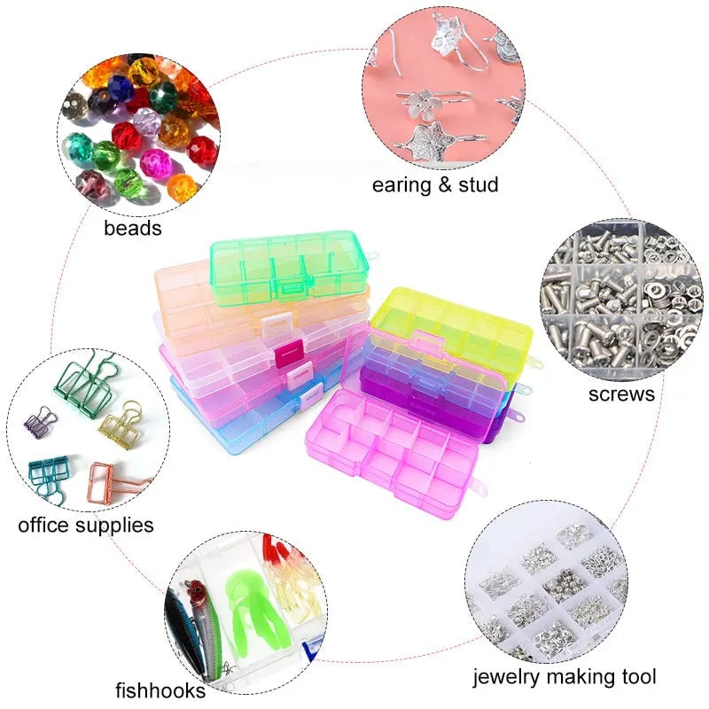 Adjustable Plastic Storage Organizer Box 10/15 Grid Jewelry Beads