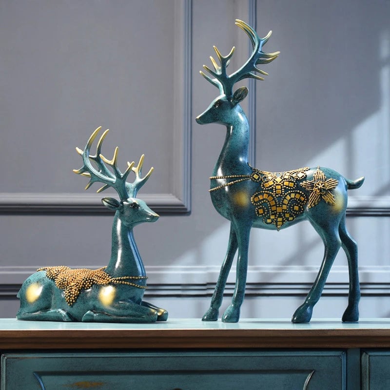 Nordic Deer Head Resin Sculpture - Modern Wall Mount Home Decor Figurine