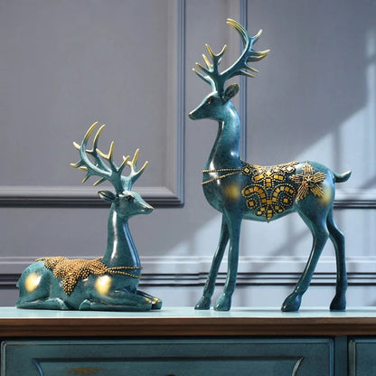 Nordic Deer Head Resin Sculpture - Modern Wall Mount Home Decor Figurine