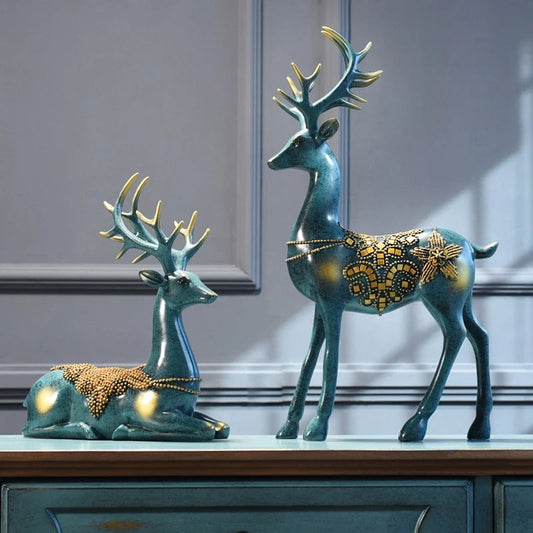 Nordic Deer Head Resin Sculpture - Modern Wall Mount Home Decor Figurine