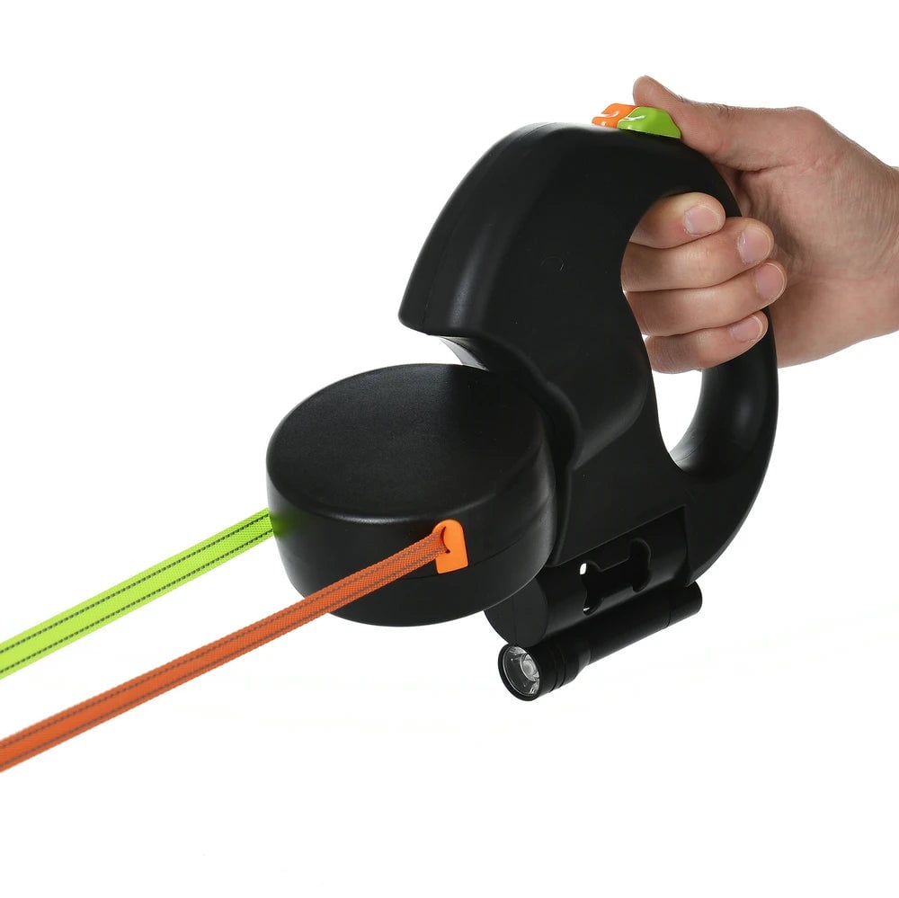 3m Retractable Dog Leash Dual Lead 360° Swivel Reflective Small Dogs