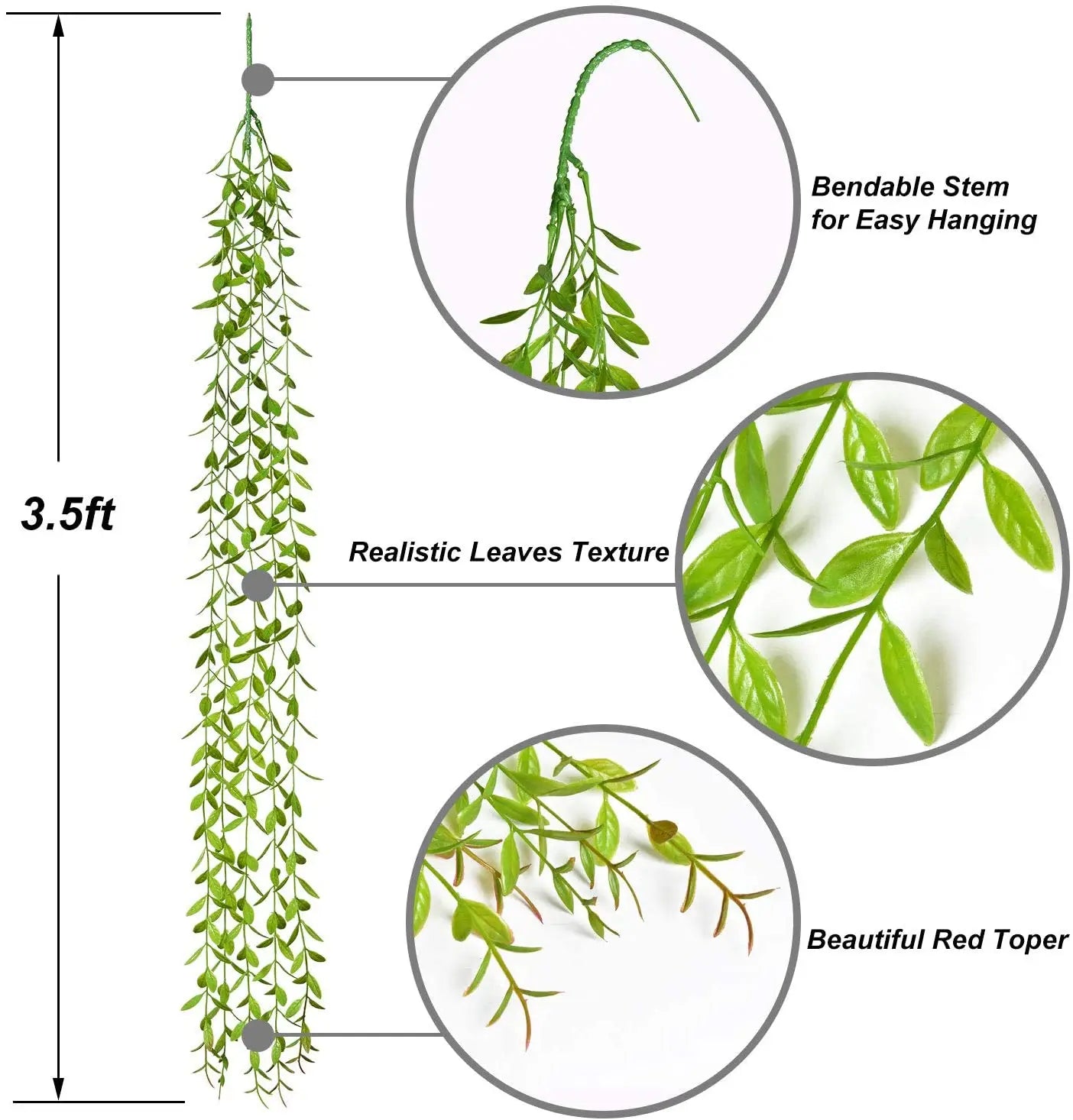 LED Artificial Ivy Garland 6ft Fake Vine String Lights Willow