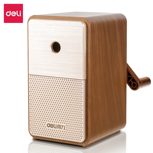 DELI Hand Crank Pencil Sharpener - Adjustable Table Mount Machine