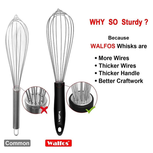 WALFOS Stainless Steel Manual Wire Egg Beater Kitchen Baking Tool
