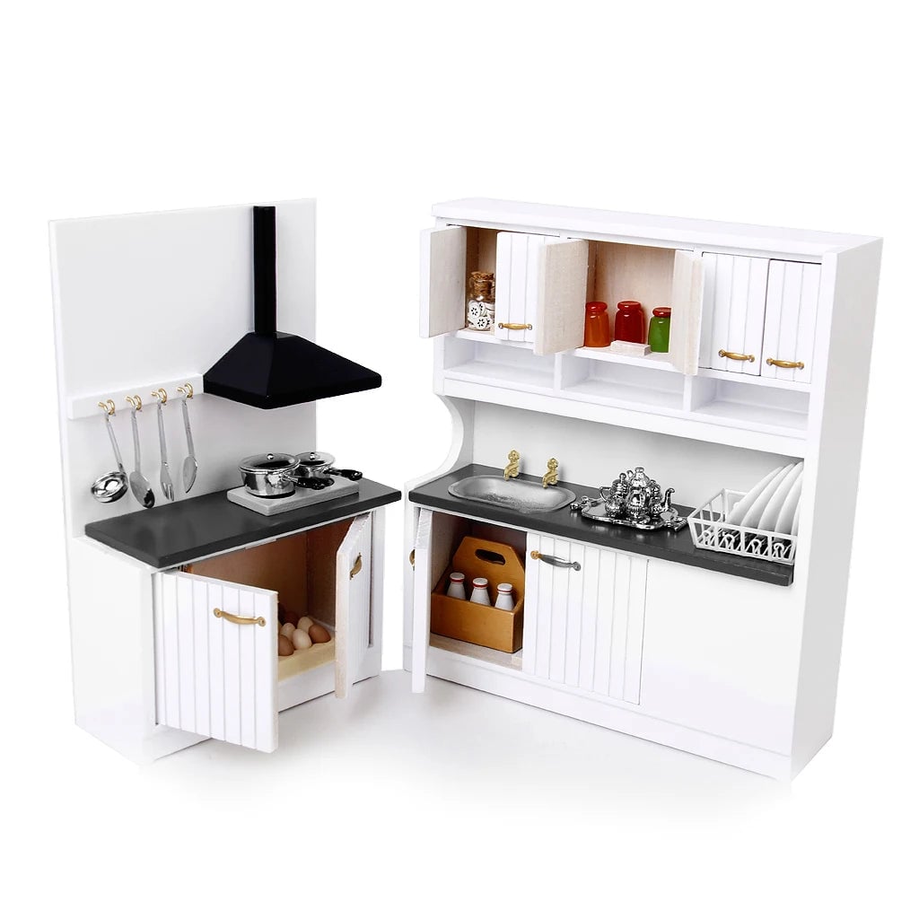 1/12 Scale Miniature Kitchen Dining Room Furniture Set Doll house Kit