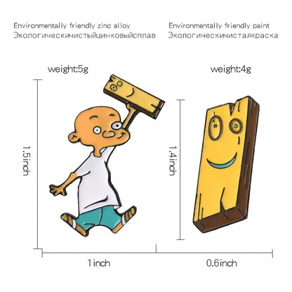 Jonny & Plank Enamel Pin - Ed Edd n Eddy Anime Badge Lapel Brooch