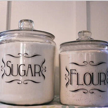 Kitchen Vinyl Labels Set - 4 Jar Canister Organization Tags Decor