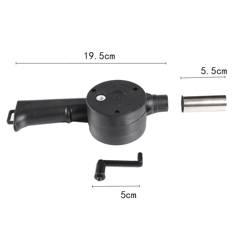 Manual Crank BBQ Fan Air Blower - Hand Operated Fire Bellows Tool