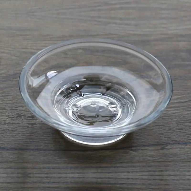 Round Clear Glass Soap Dish Storage Box Bathroom Shower Holder