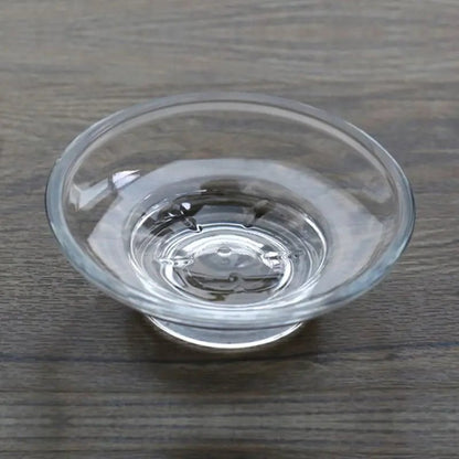 Round Clear Glass Soap Dish Storage Box Bathroom Shower Holder