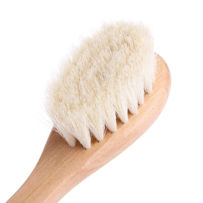 Natural Wood Handle Baby Hairbrush & Comb Set Newborn Head Massager