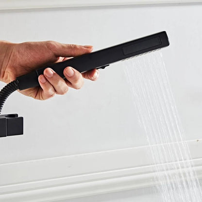 Black Handheld Shower Head 2 Function with Bracket & 150cm Hose
