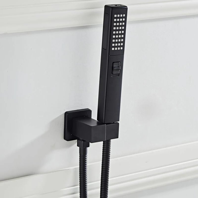 Black Handheld Shower Head 2 Function with Bracket & 150cm Hose