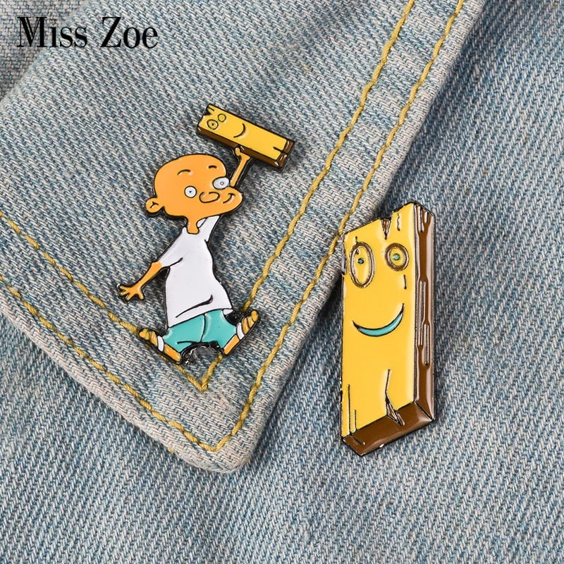 Jonny & Plank Enamel Pin - Ed Edd n Eddy Anime Badge Lapel Brooch