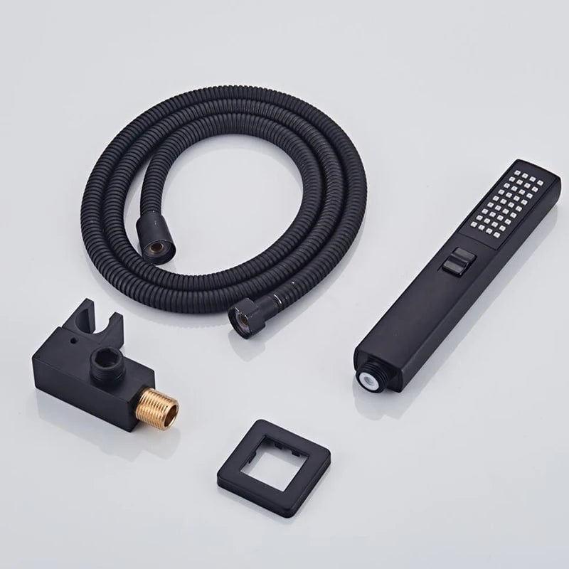 Black Handheld Shower Head 2 Function with Bracket & 150cm Hose
