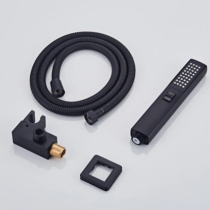 Black Handheld Shower Head 2 Function with Bracket & 150cm Hose