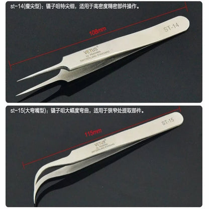 Vetus Professional Eyelash Tweezers Stainless Steel Antistatic