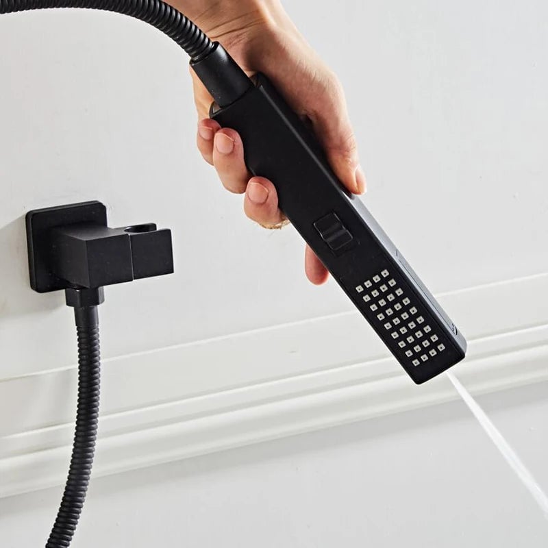 Black Handheld Shower Head 2 Function with Bracket & 150cm Hose