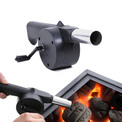 Manual Crank BBQ Fan Air Blower - Hand Operated Fire Bellows Tool