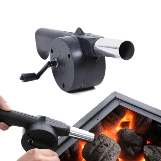 Manual Crank BBQ Fan Air Blower - Hand Operated Fire Bellows Tool