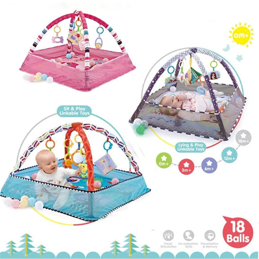 Baby Crawling Mat with Fitness Frame - Educational Play Blanket