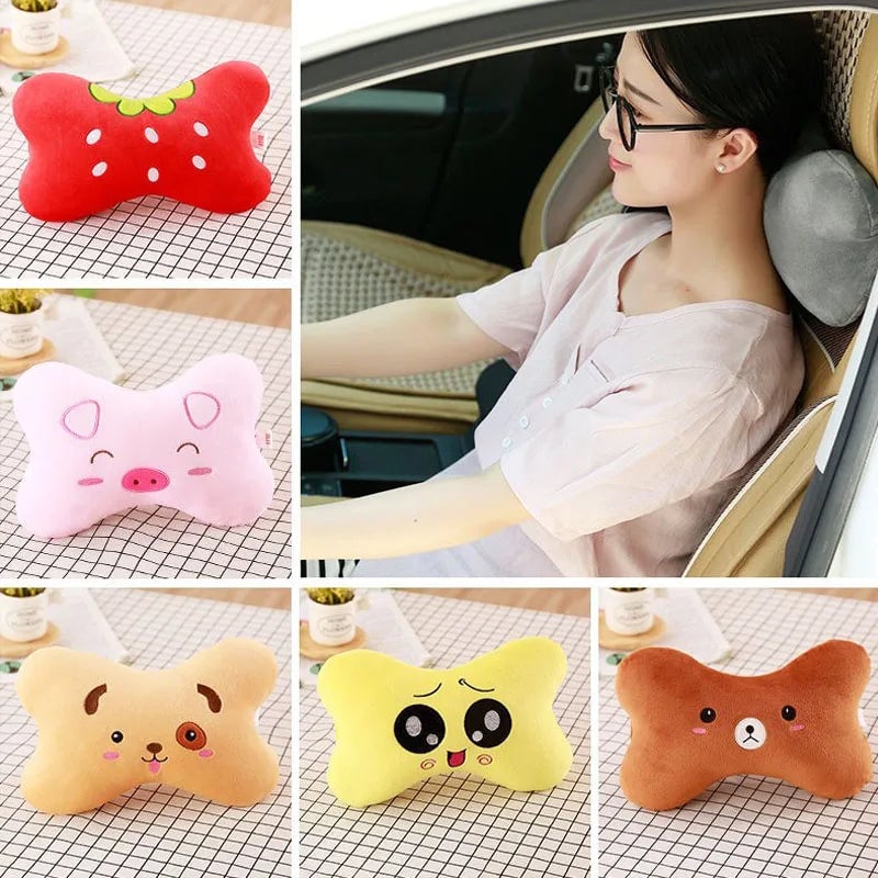 Cartoon Animal Car Neck Pillow - Travel Headrest Support Cushion
