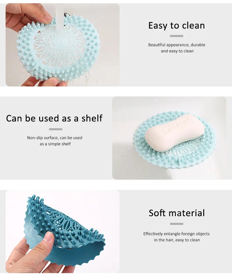 Silicone Hair Catcher Drain Cover - Shower Floor Strainer Filter