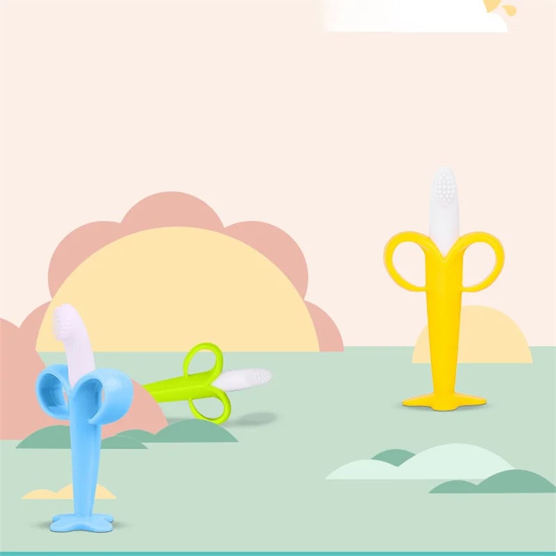 BPA Free Silicone Banana Teething Toothbrush for Babies & Infants