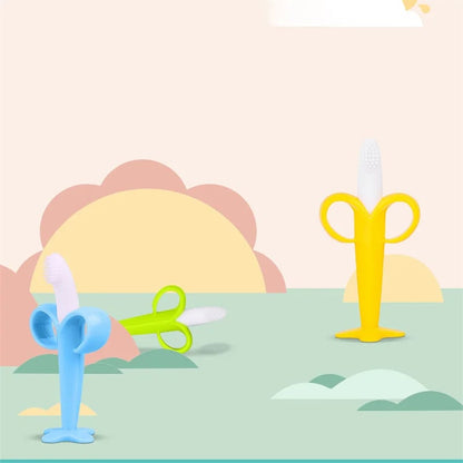 BPA Free Silicone Banana Teething Toothbrush for Babies & Infants